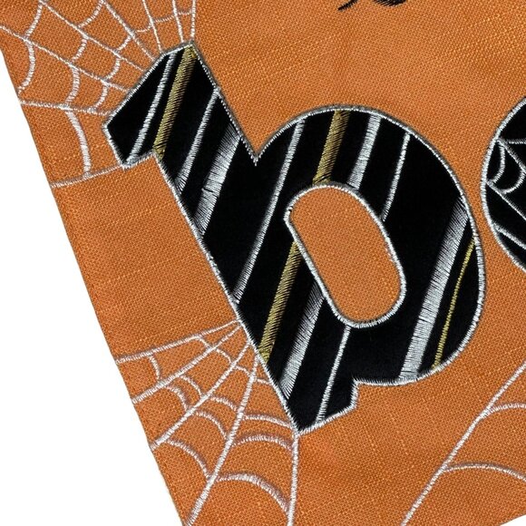 Dining Room Table Runner 68 x 14 Halloween Orange Black Embroidered Cat Spider - Picture 5 of 7